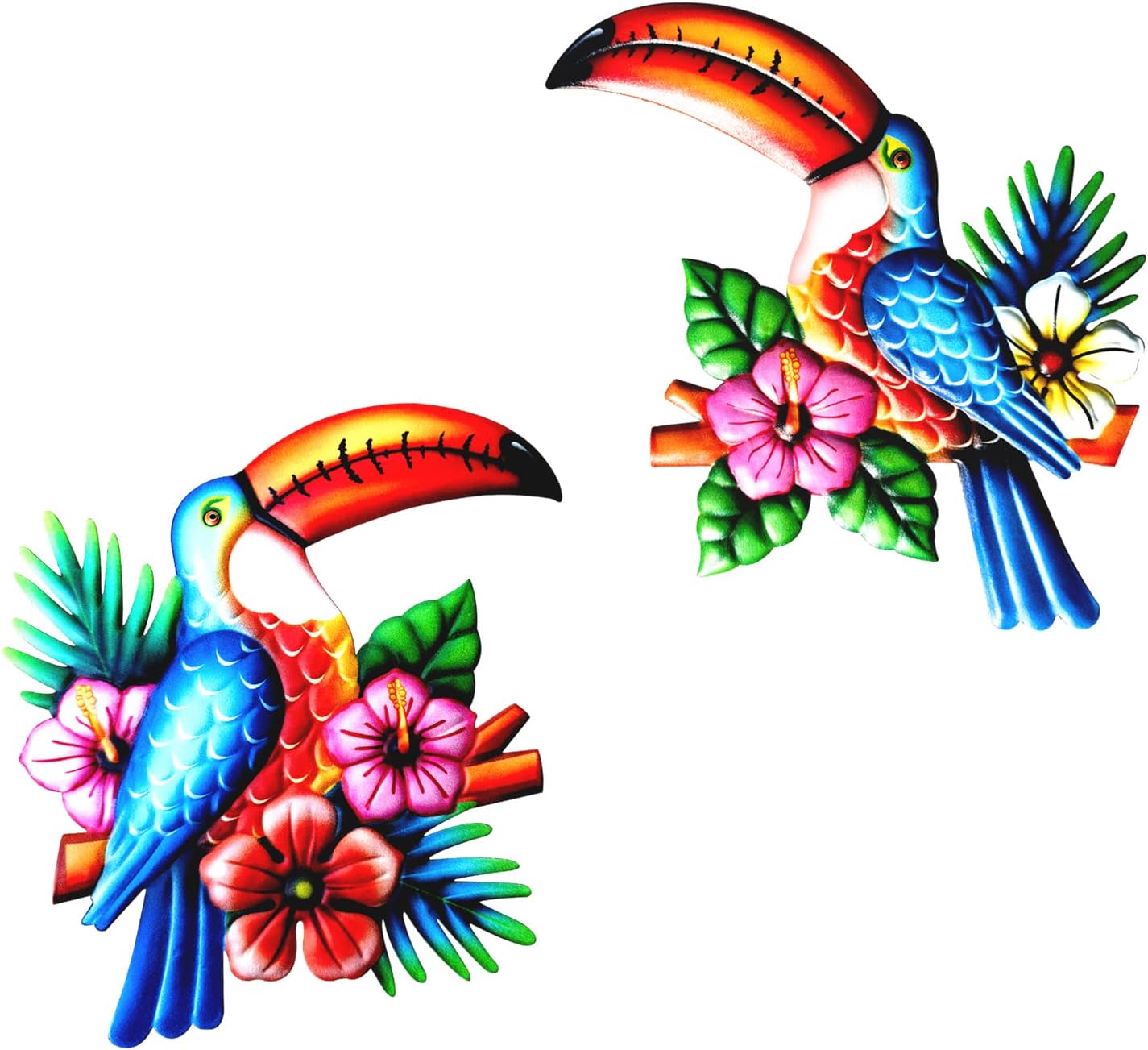 Plaques & Wall Art - Metal Bird Wall Art Decor Colorful Toucan Parrot Outdoor Sculpture Iron Hanging Decor Ornaments Garden Fence Home