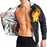 Sauna Jacket Top Sweat Suit Shirt Hoodie Workout Exercise Men