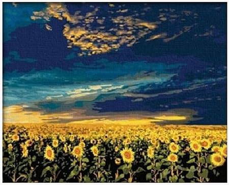 Amazon Kz 大人の塗り絵 プロ級 油絵 セット 数字 塗り絵 油絵入門 初心者にも 向日葵 ぬりえ おもちゃ