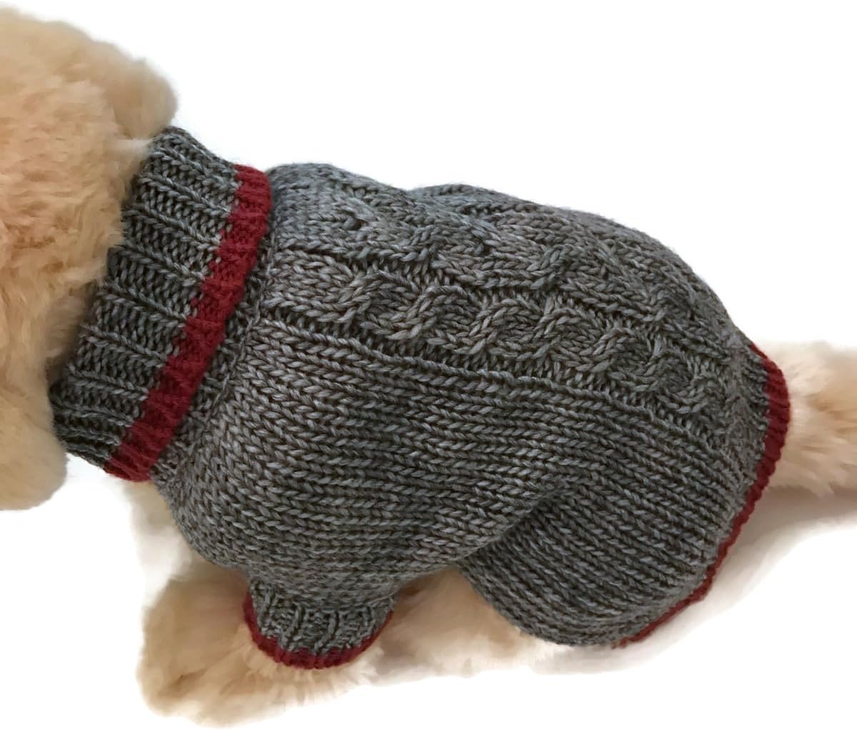 Le Petit Chien Small Dog Puppy Cable Knit Sweater (X-Small, Grey)
