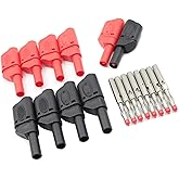 10Pcs Safety Fully Insulated Multimeter Test Leads 4mm Banana Plugs Male Stackable Connectors with Banana Jack Adapters