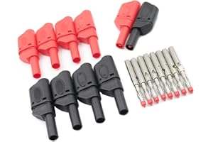 ZHENYU 10Pcs Safety Fully Insulated Multimeter Test Leads 4mm Banana Plugs Male Stackable Connectors with Banana Jack Adapters