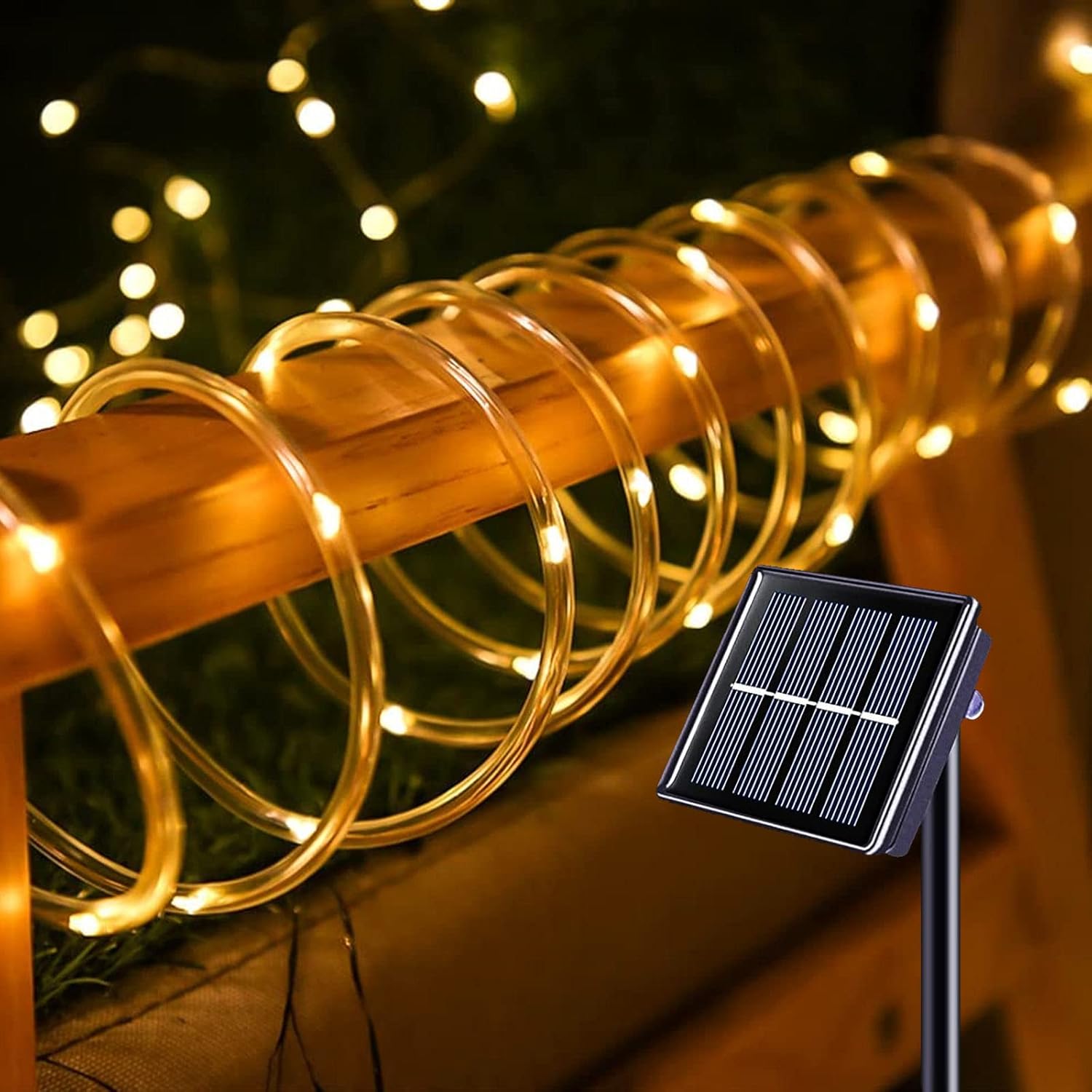 Lighting - LIGHTNUM Solar Rope Lights Outdoor Waterproof LED Solar Tube Lights 33FT 100LED Warm White Rope Lights Solar Powered Tube Fairy String Lights for Pool Tree Garden Yard Fence Deck Party Walkway Path