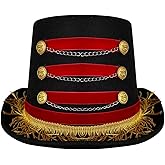 EverJoy Party Deluxe Adult Ringmaster Top Hat in Red & Black - Fun Circus Coachman and Burlesque Show Hat - Perfect Lion Tamer Costume Accessory