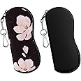 MoKo Sunglasses Soft Case 2 Pack, Ultra Light Portable Neoprene Zipper Glasses Case, Eyeglass Safety Pouch Box with Belt Clip
