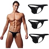 Maiclaice Men's Thong Elastic Ice Silk Underwear Low Rise Briefs