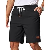 COOFANDY Mens Cotton Chino Shorts 9 Inch Casual Shorts Elastic Waist Drawstring Summer Beach Shorts with Pockets