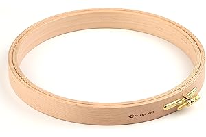 Nurge Premium Quality 24 mm Wood Embroidery Hoop, Cross Stitch Hoop with Gold Plated Adjustable Brass Screw (No:5)