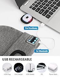 Bluetooth Beanie with Light, USB Rechargeable LED