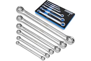 DISEN 6-Piece E-Torx Wrench Set, Double Box End Wrench Set, CR-V Steel, Spanner Set Including E6*E8, E7*E11,E10*E12, E14*E18, E16*E22 and E20*E24