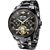 OUPINKE Men's Watch Big Face Skeleton Automatic Waterproof Mechanical Dress Wristwatch