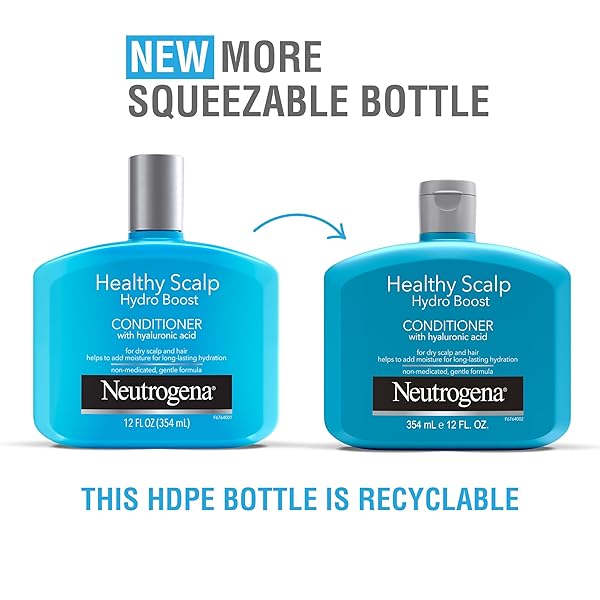 NEUTROGENA MOISTURIZING HEALTHY SCALP HYDRO BOOST CONDITIONER FOR DRY HAIR AND SCALP, WITH HYDRATING HYALURONIC ACID, PH-BALANCED, PARABEN & PHTHALATE-FREE, COLOR-SAFE, 12 FL OZ