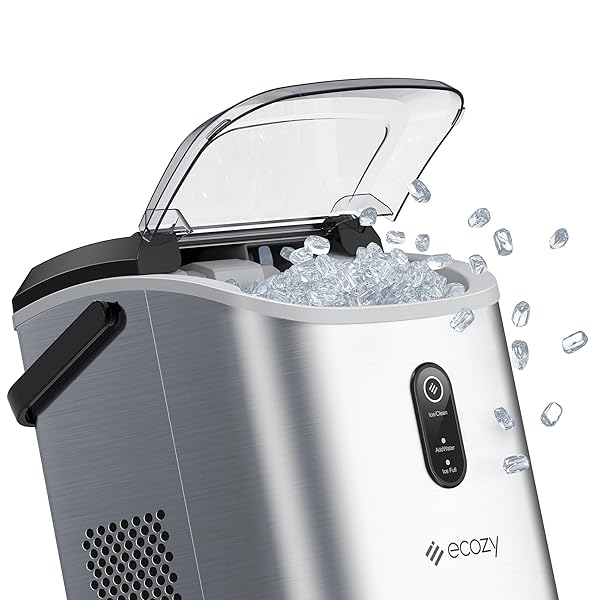 ECOZY NUGGET ICE MAKER COUNTERTOP WITH HANDLE, PEBBLE...