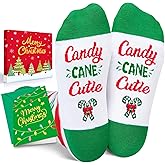 HAPPYPOP Christmas Kids Gifts - Light Up Santa Candy Cane Socks with Greeting Card