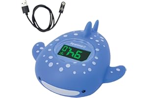 Dreambaby Whale Shark USB Rechargeable Baby Bath Thermometer - Instant Read, Digital Room and Baby Bathtub Water Fun Floating Toy - Newborn Must-Have