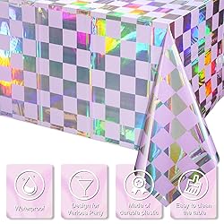 6Pack Iridescent Checkered and Purple Plastic