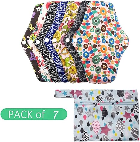 Amazon Co Jp ウェットバッグ 7個 1袋 と月経パッド7個 洗える炭竹布生理用ナプキン重フロー吸収性月経ナプキン産後の授乳パッド ホーム キッチン