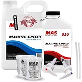 MAS Epoxies 5:1 Traditional Marine Epoxy Resin Kit (38.4 Oz, Slow) | Total High Performance Epoxy Resin Perfect for Wood, Carbon Fiber Fabric &amp; Fiberglass Repair Kit for Boats with Cups &amp; Pumps