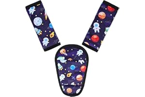AZAMIA 3 Pcs Car Seat Stroller Straps Pads for Baby, Newborn Soft Shoulder Strap and Crotch Covers, Universal Shoulder Straps Pads for Car Seat, Pushchair, High Chair (Starry Sky)