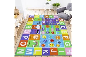 VSIWB Kids Rug 6'6" x 5'0" City Life Playmat Area Rug Car City Map Washable Traffic Road Educational Learning Nursery Rug Carpet for Children Playroom Living Room Bedroom Classroom Decor Pink