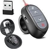 Finger Ring Presentation Clicker PowerPoint Wireless Presenter with Case | Rechargeable &amp; Red Laser Pointer &amp; Hyperlink, for Mac/Windows/Linux, Computer/Laptop, Google Slide/PPT/Keynote