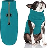 Gooby Half Zip Up Fleece Vest Dog Sweater - Turquoise, Medium - Soft Warm Pullover Fleece Head-in Dog Jacket with Dual D Ring Leash for Small to Medium Dogs
