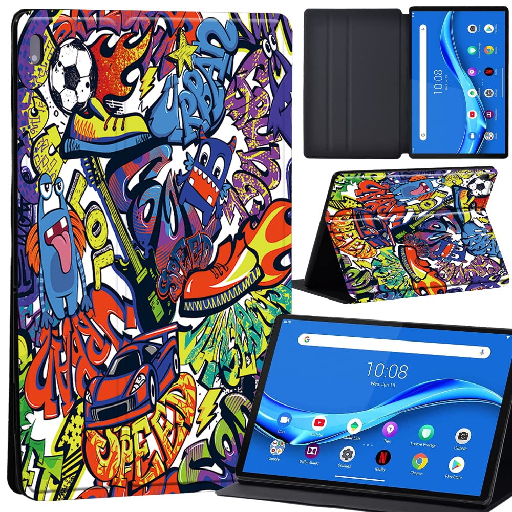 Case For Lenovo Tab M10 FHD Plus 10.3 inch (TB-X606X TB-X606F) Leather Case with Auto Wake-up, Flip Case for Lenovo Tab M10 FHD Plus Cover (graffiti002)