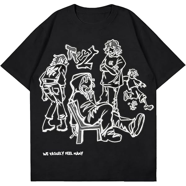 MAEHARRT Y2K Vintage Tees for Men Grunge Clothes Cartoon Printed