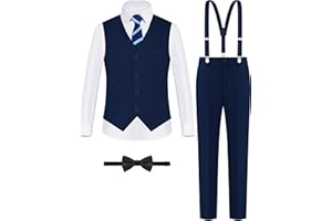 ELPA ELPA BORN FOR ALL WONDERFUL THINGS ELPA ELPA Boys' Formal Suit Set, with Suspenders, Adjustable Waist, from Toddlers to Teen