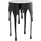Deco 79 Aluminum Metal Side End Accent Table Melting Drip End Table with Glass Tabletop, Side Table 16" x 16" x 25", Black