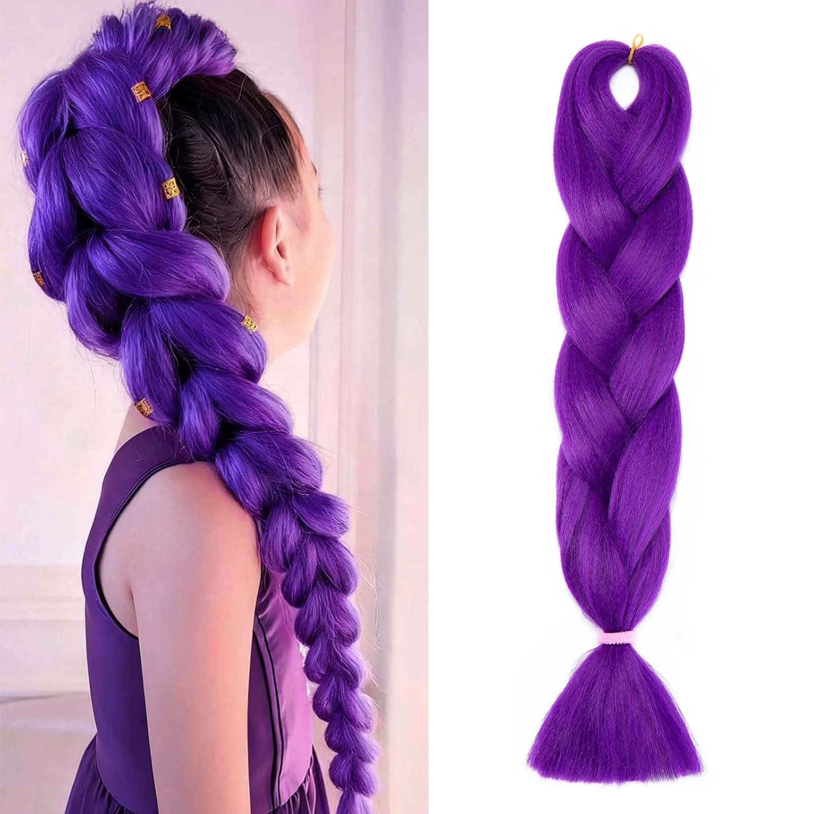 Ombre 4 Tones Braiding Hair Extensions Jumbo Braids Hair Extension Jumbo Braiding for Twist Braiding 24",1 Bundles - Dark Purple