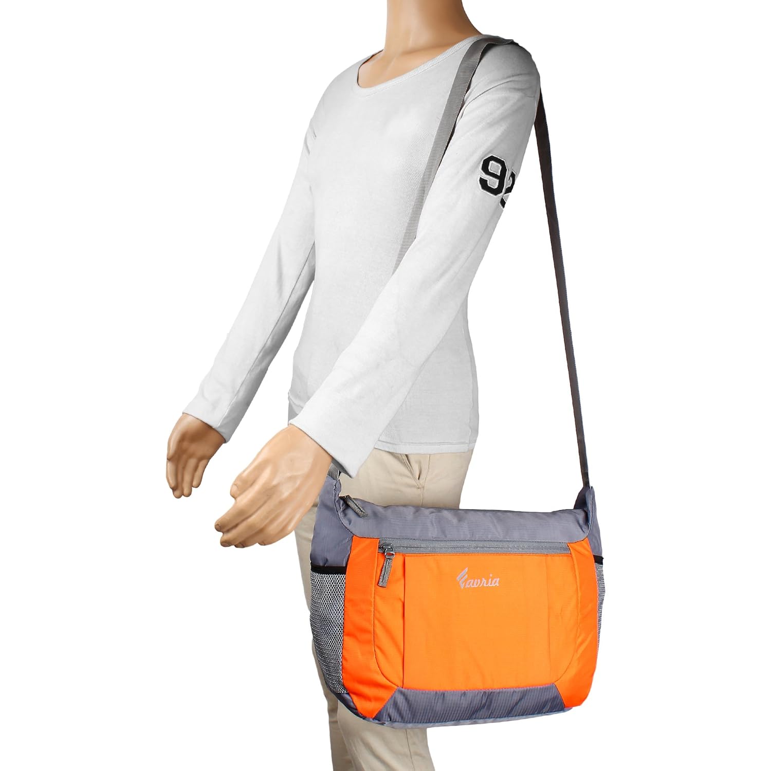 favria men & women sling bag- orange & grey
