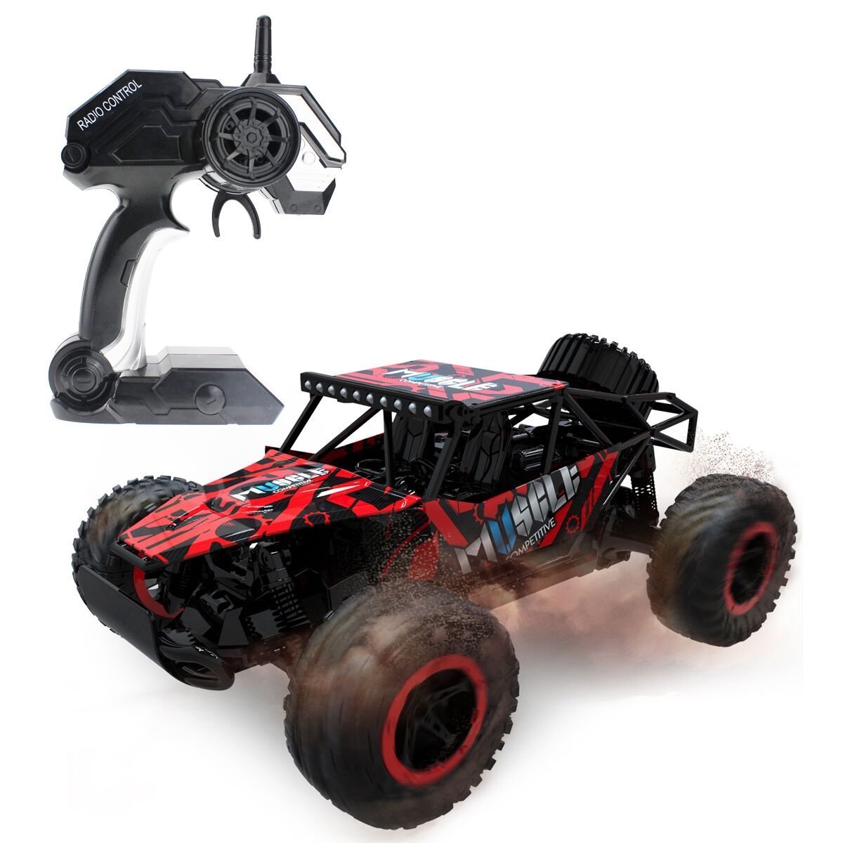 Hugine 1:16 20Km/h High Speed RC Car Off Road Vehicle 2.4G Racing Cars Monster Truck Dune Buggy Independent Suspension Radio Control Cars For Kids Adults Hobby Toys (Red)