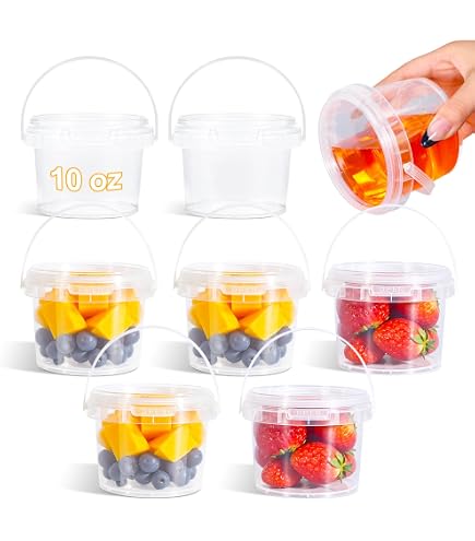 Pack 50 Cubos De Plástico Transparente 750 Ml - Con Tapa Y Asa, Herméticos, Para Alimentos, Congelador Y Organizar