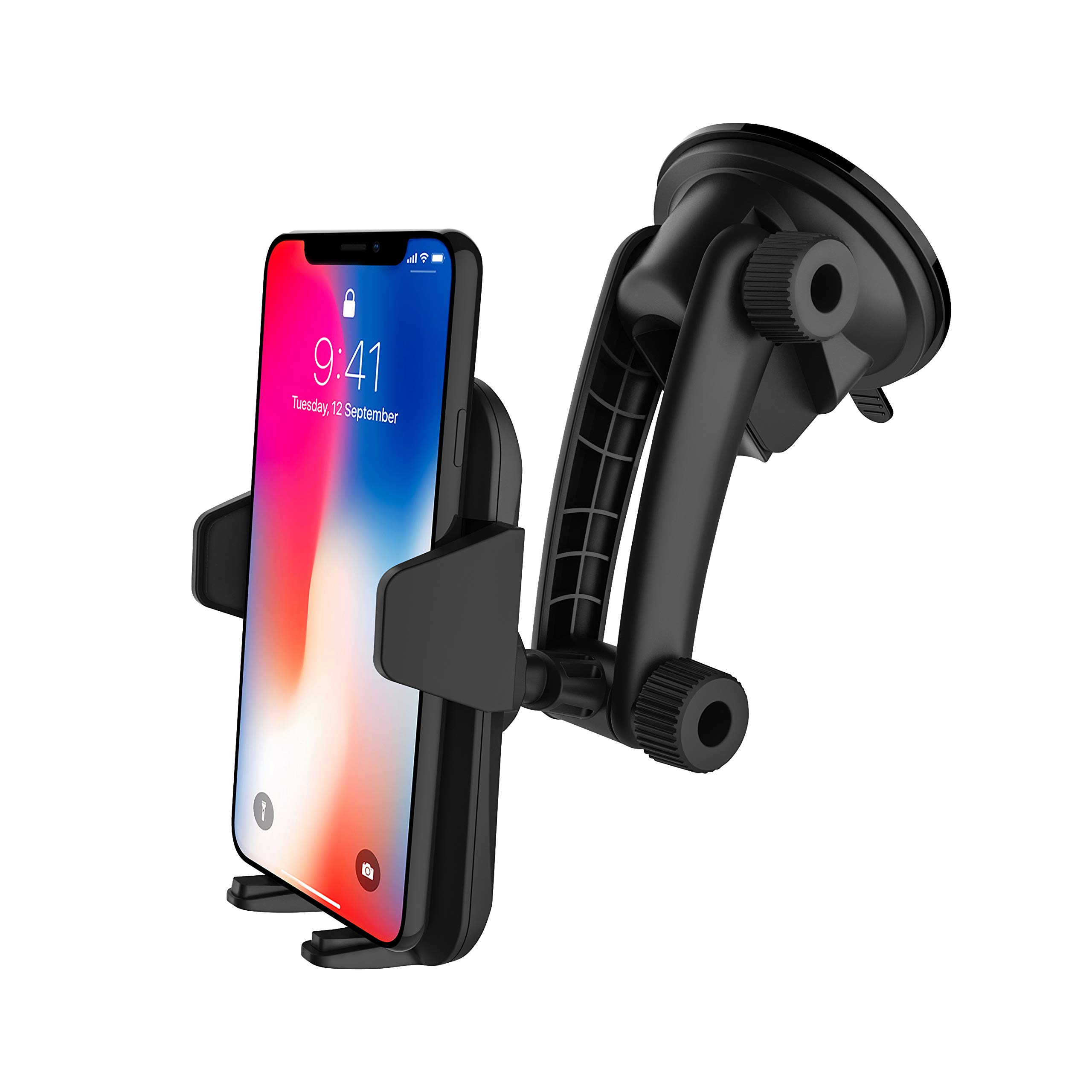 Cell Phone Holder for Car, Car Phone Mount, Yostyle Car Windshield & Dashboard Phone Mount Cradle for iPhone X/Xs/XR/Xs Max/8/8Plus/7/6s/SE,Galaxy S10/S9/S8/S7/Note 8 9,LG, Nexus, Sony,BlackBerry