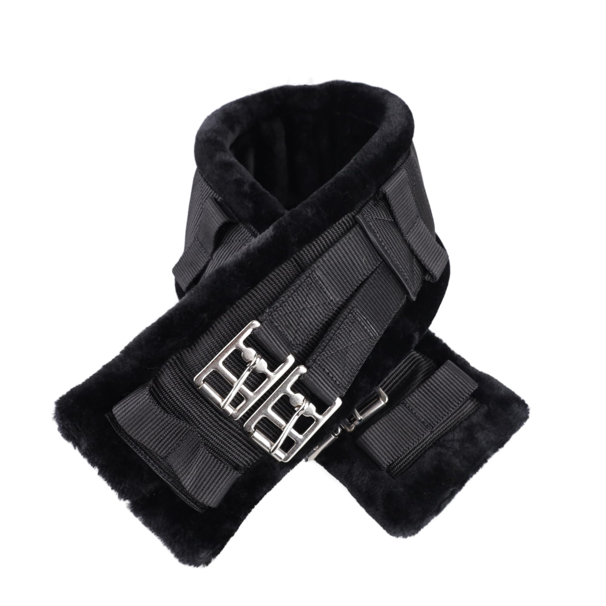 USG Nylon Short Strap with Faux Fur Padding Black 90 cm