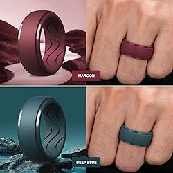Egnaro Men's Silicone Rings 10mm Wide 2.5mm