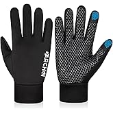 DARCHEN Kids Winter Gloves Black Cycling Gloves Running Water Repellent Touchscreen Warm Fleece Anti-slip for Boys Girls Age 4-12 Years Old Cycling Football Gloves