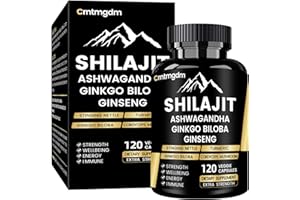 JUEBINGY Shilajit Capsules - 20,000mg Pure Himalayan Organic Shilajit for Men & Women with Ashwagandha, Supports Vitality and Wellness, Premium Shilajit Pure Himalayan Supplement, 120 Capsules