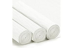 VNAKER White Crepe Paper Rolls, 17 Inch x 98 Inch, 3 Rolls - Heavy Duty Papel Crepe, Crepe Paper in Various Colors Available - for Flowers, Mother's Day, Valentine's Day, Birthdays, Weddings, DIY (White)