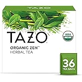TAZO Organic Zen Green Tea, Caffeinated Tea with Refreshing Lemongrass &amp; Spearmint, 36 Total Bags