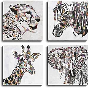 Sweety Decor Tropic Animal Portait Wall Art for Home Living Room Decoration (Multi, 12x12in)