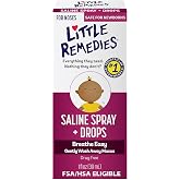 Little Remedies Sterile Baby Saline Nasal Spray and Drops, 1 Fl Oz | Safe for Newborns, Relieve Stuffy and Dry Noses, 2-in-1 Spray Or Drops, Drug-Free, Gently Wash Away Mucus
