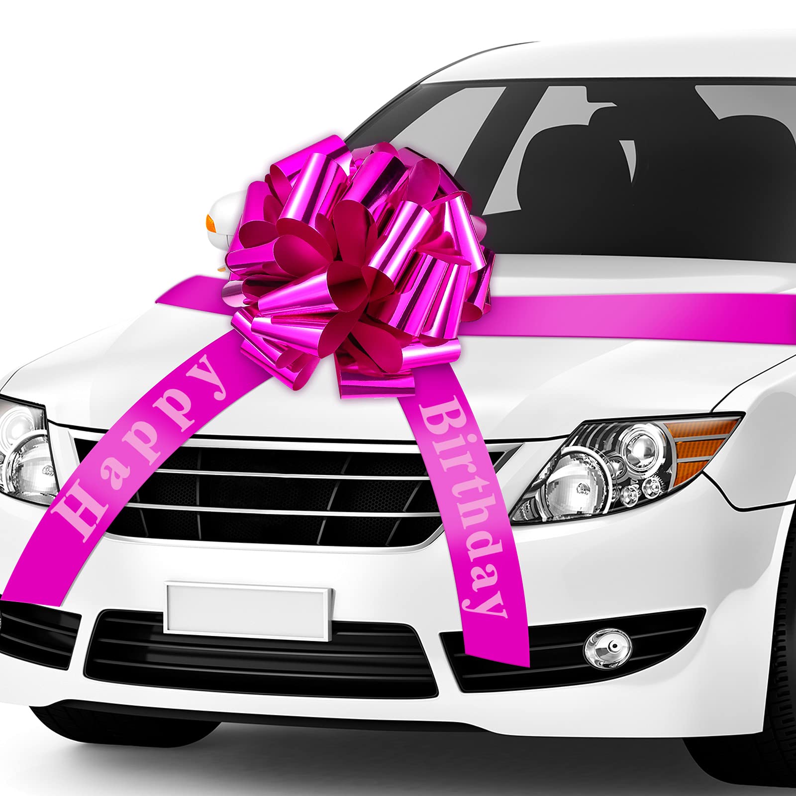 Happy Birthday Big Car Bow Large Gift Bow Wrapping Decoration for Birthday Christmas Party Decoration(20 Inches,Magenta)