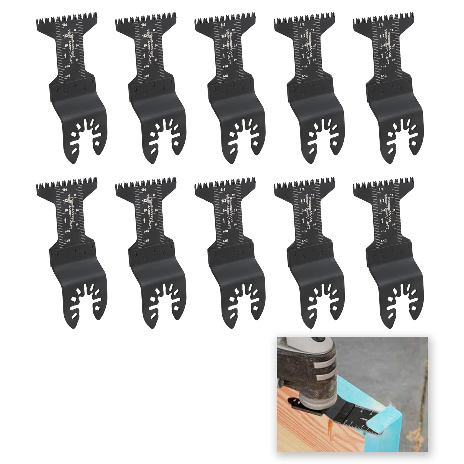 10PCS 45mm Wide Coarse Oscillating Multi Tool Blades, Oscillating Saw Blades, Compatible with Dremel Fein Multimaster Makita Stanley Worx Multi Tool Etc, for Metal, and Plastic Cutting
