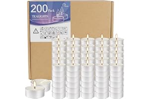 CAKETYCG Bulk 200 Pack Tealight Candles, 4 Hour Burn Time,Dinner Candle Set with Cotton Wick,Perfect for Anniversaries Decorative Events and More,White…