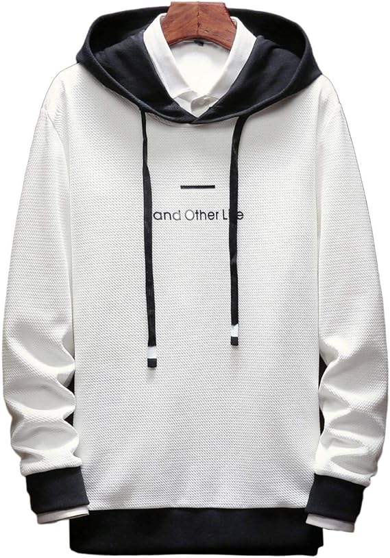 Amazon Co Jp Hisitosa パーカー メンズ 長袖 秋服 メンズ 冬服 フード付き レイヤード スウェットパーカー 黒 白 シンプル カジュアル おしゃれ プルオーバー 服 ファッション小物