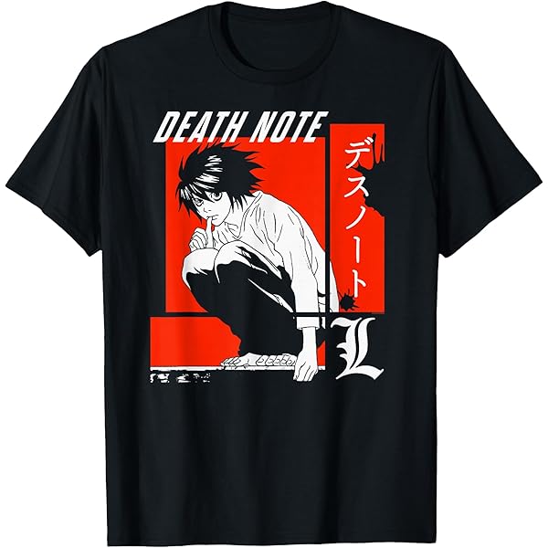 Amazon.com: Death Note L Main Art Crew Neck Short Sleeve Navy