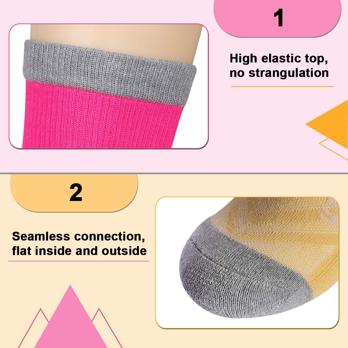Heatuff Womens 6 Pack Hiking Crew Socks Performance Athletic Cushion Outdoor Trekking Sock: Clothing