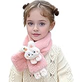 LIYAZHIL Kids Scarf for Girls Cute Rabbit Warm Scarf Cartoon Faux Plush Cross Collar Fluffy Neck Warmer for Girls
